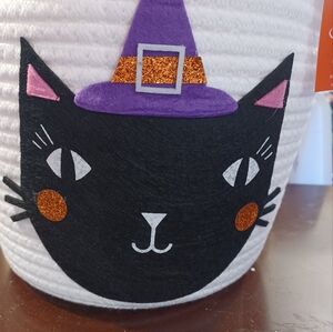 Boo Box Halloween Cat Basket with Skull Pillow